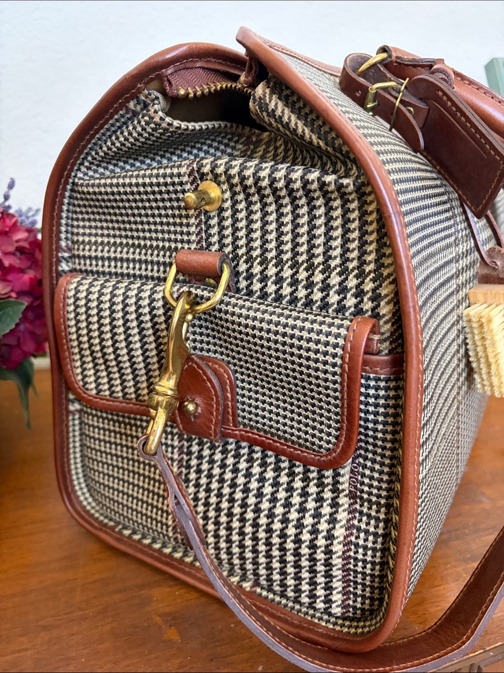 RARE Ralph Lauren Vintage πΏπππ & πΎππ¦ Houndstooth Boston Travel Doctors Lg Bag - Picture 4 of 16